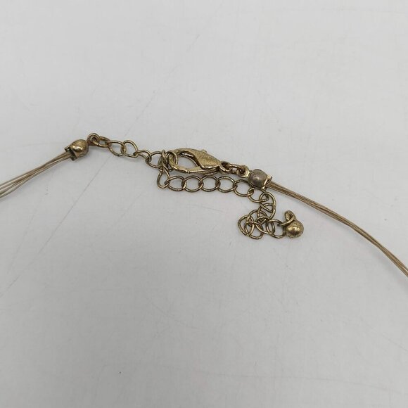 Gold Bronze Multi Strand Bead Necklace Matching Earrings Stretch Bracelet - Picture 6 of 8